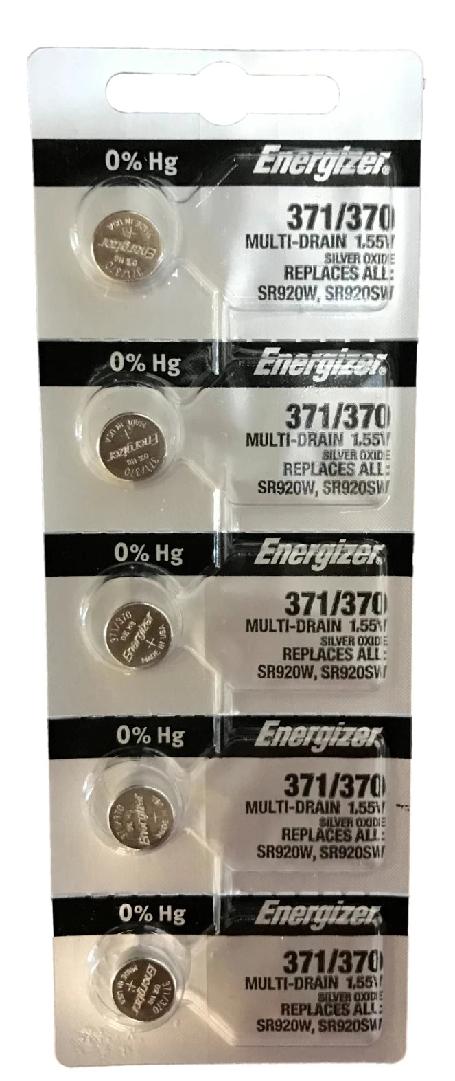 Energizer 371/370 Silver Oxide Multipurpose Battery - 10 Pieces