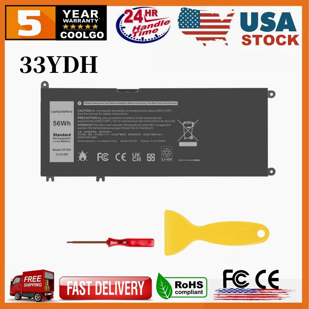 ?33YDH Battery/Charger For Dell Latitude 3380 3480 3490 3580 3590 Inspiron 7577