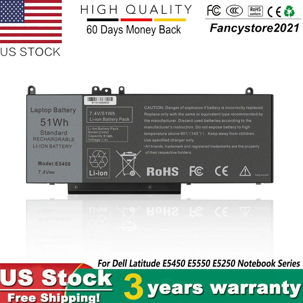 Type G5M10 8V5GX Battery 7.4V 51Wh for DELL Latitude E5450 E5550 E5250 15.6 inch