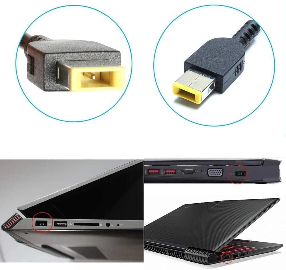 USB-C Square Charger Laptop AC Adapter for Lenovo + Power Cord 45W 20V 2.25A