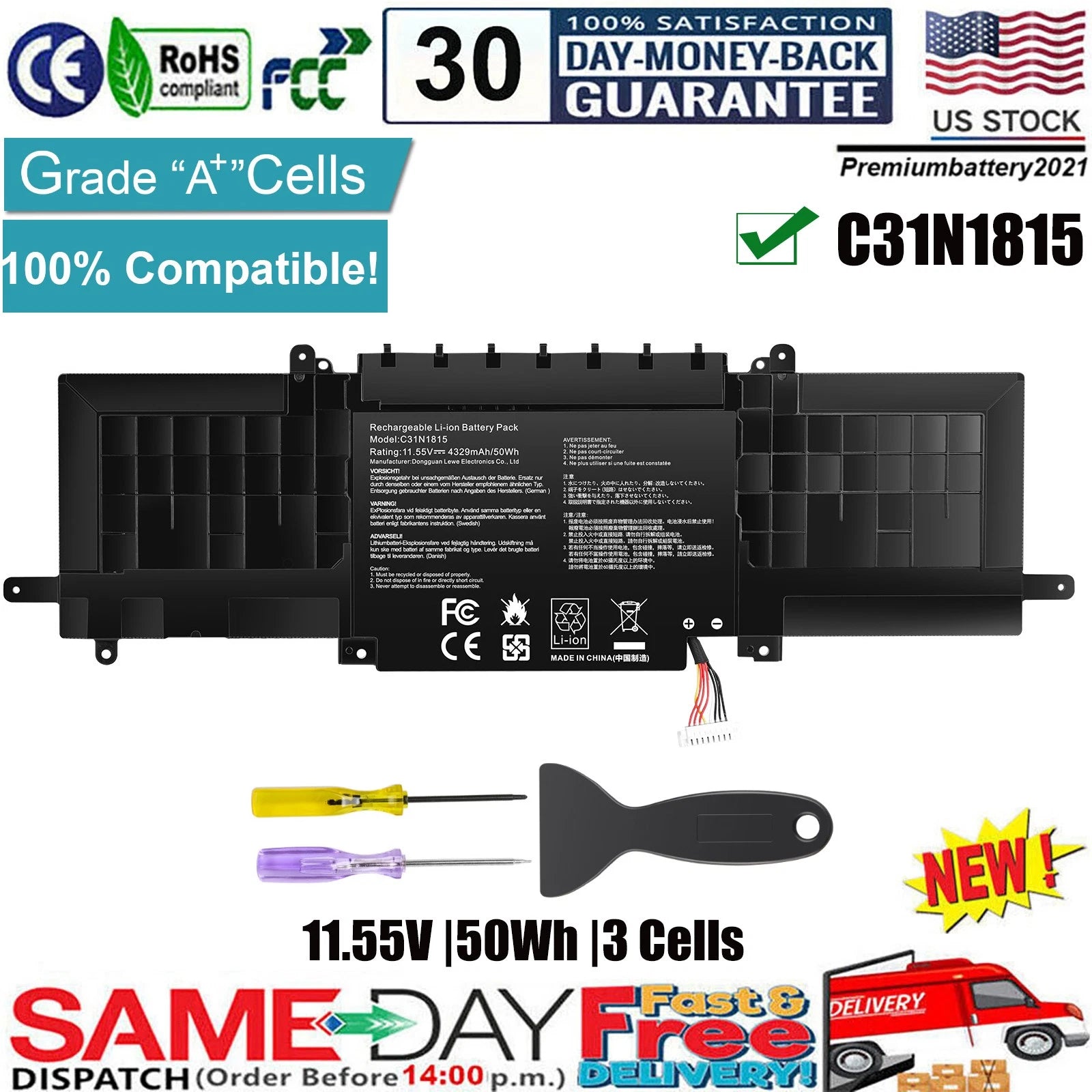 C31N1815 Laptop Battery For ASUS Zenbook 13 UX333 UX333F UX333FN UX333FA RX333FA