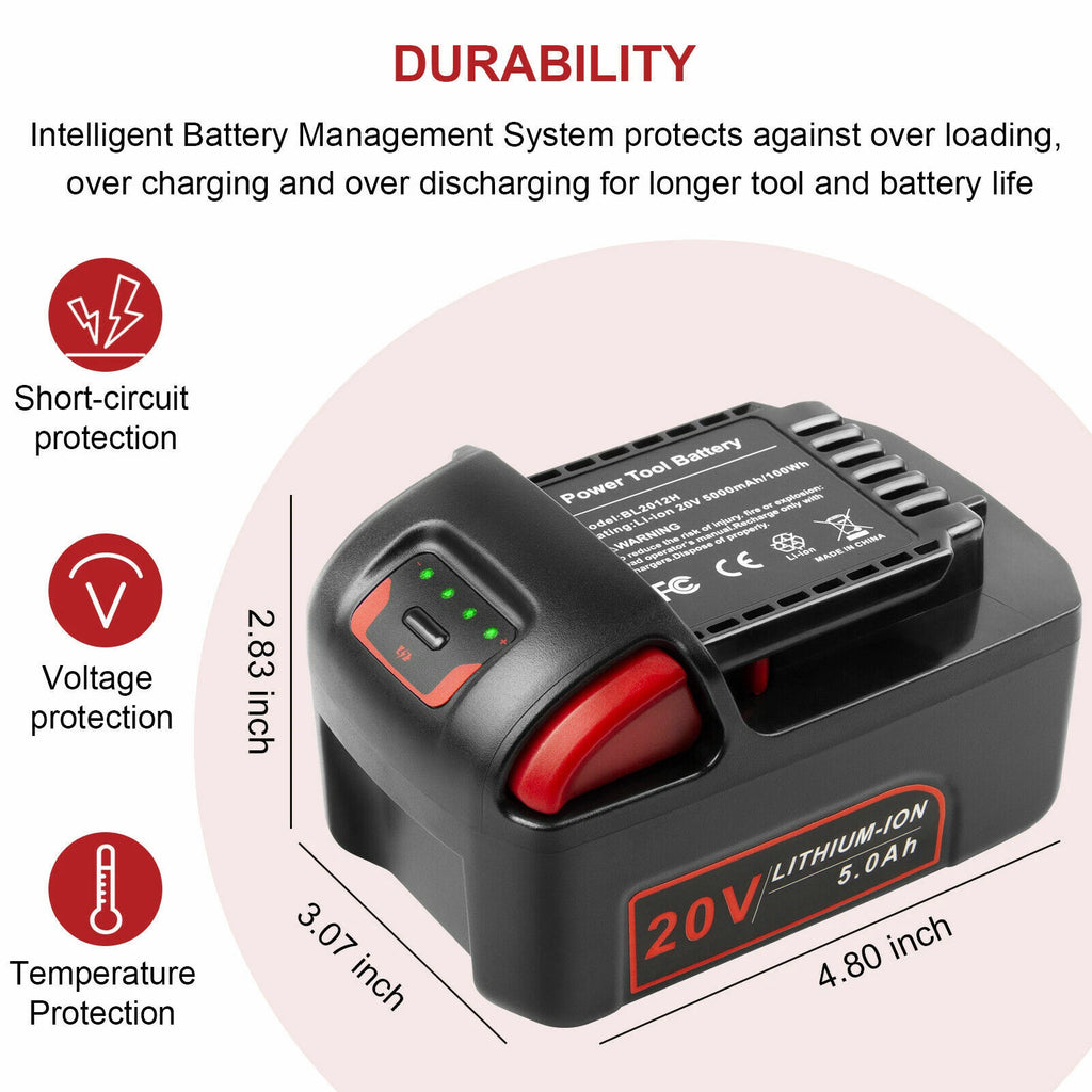 2X 20V 5.0Ah Lithium-ion Battery For Ingersoll-Rand BL2022 BL2010 IQV20 Series