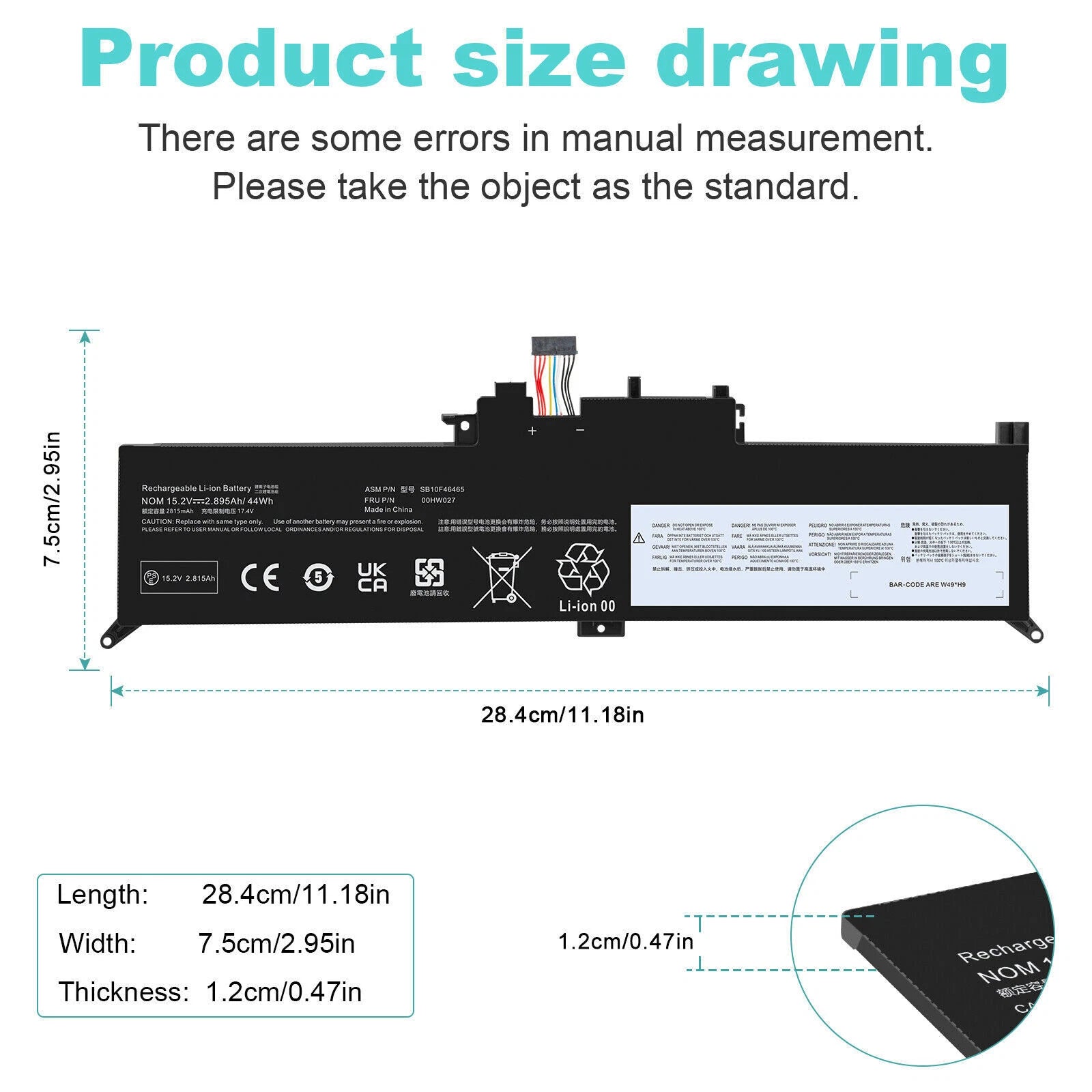 00HW027 01AV433 Battery for Lenovo ThinkPad X380 Yoga 260 370 X380 15.2V 44Wh