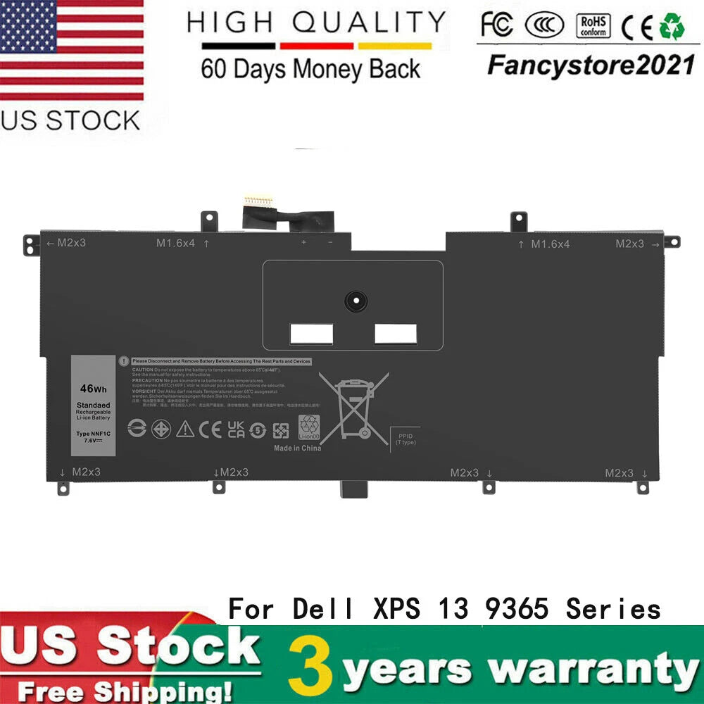 46Wh Battery for Dell XPS 13 2 in 1 9365 XPS 13 9365 2-in-1 2017 HMPFH NNF1C