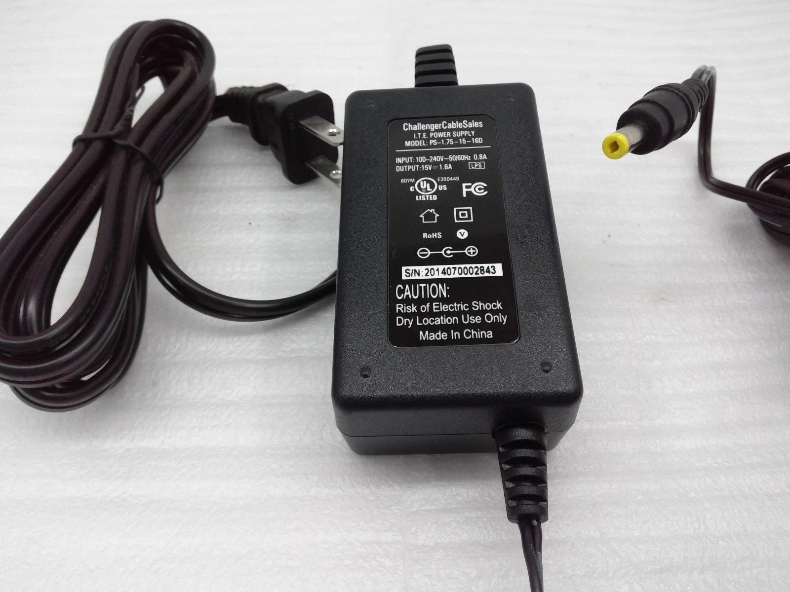 Lot of 5 Challenger I.T.E PS-1.75-15-16D Power Supply AC Adapter 15V 1.6A