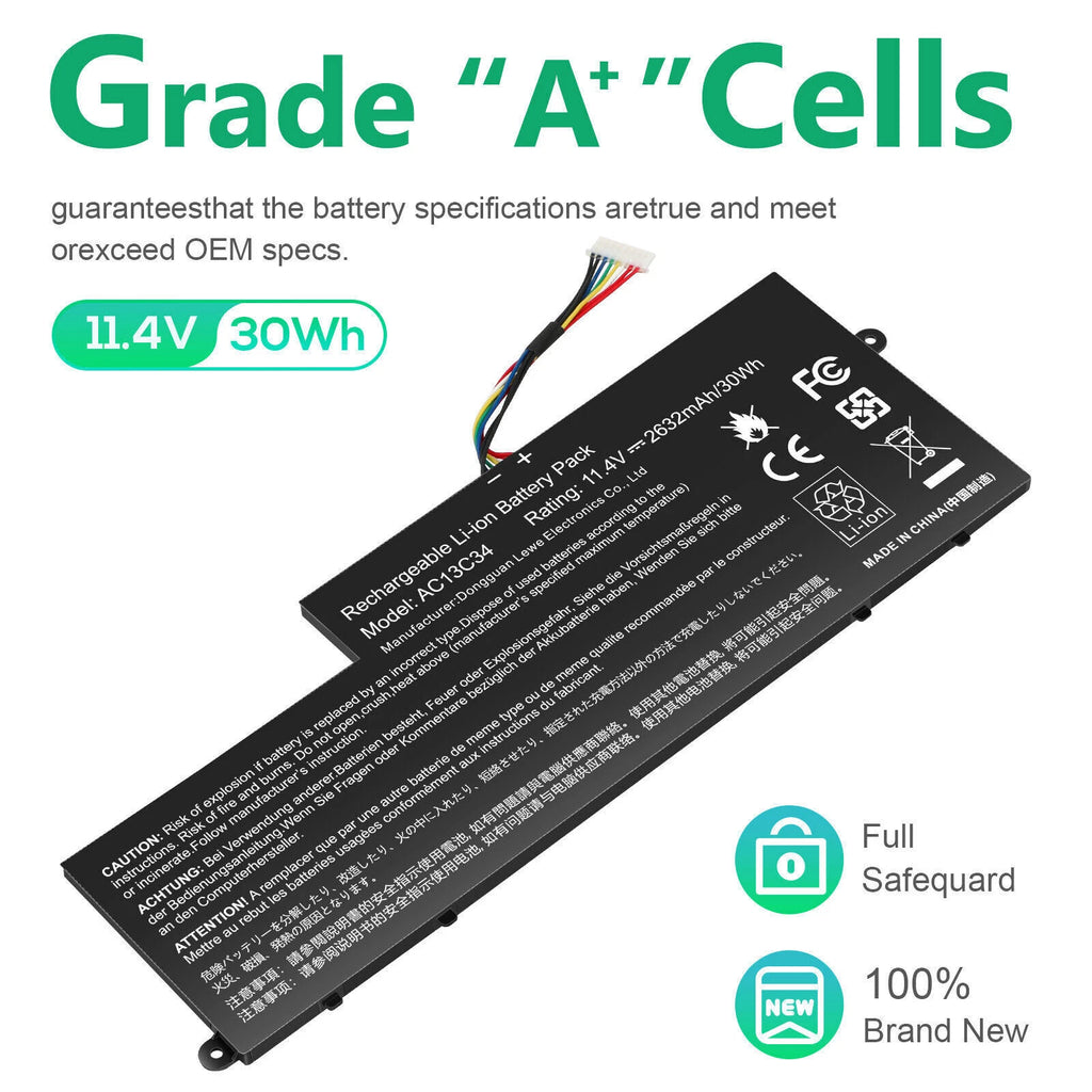 ? AC13C34 Battery for Acer Aspire V5-122P E3-111 3ICP5/60/80 KT.00303.005 30Wh