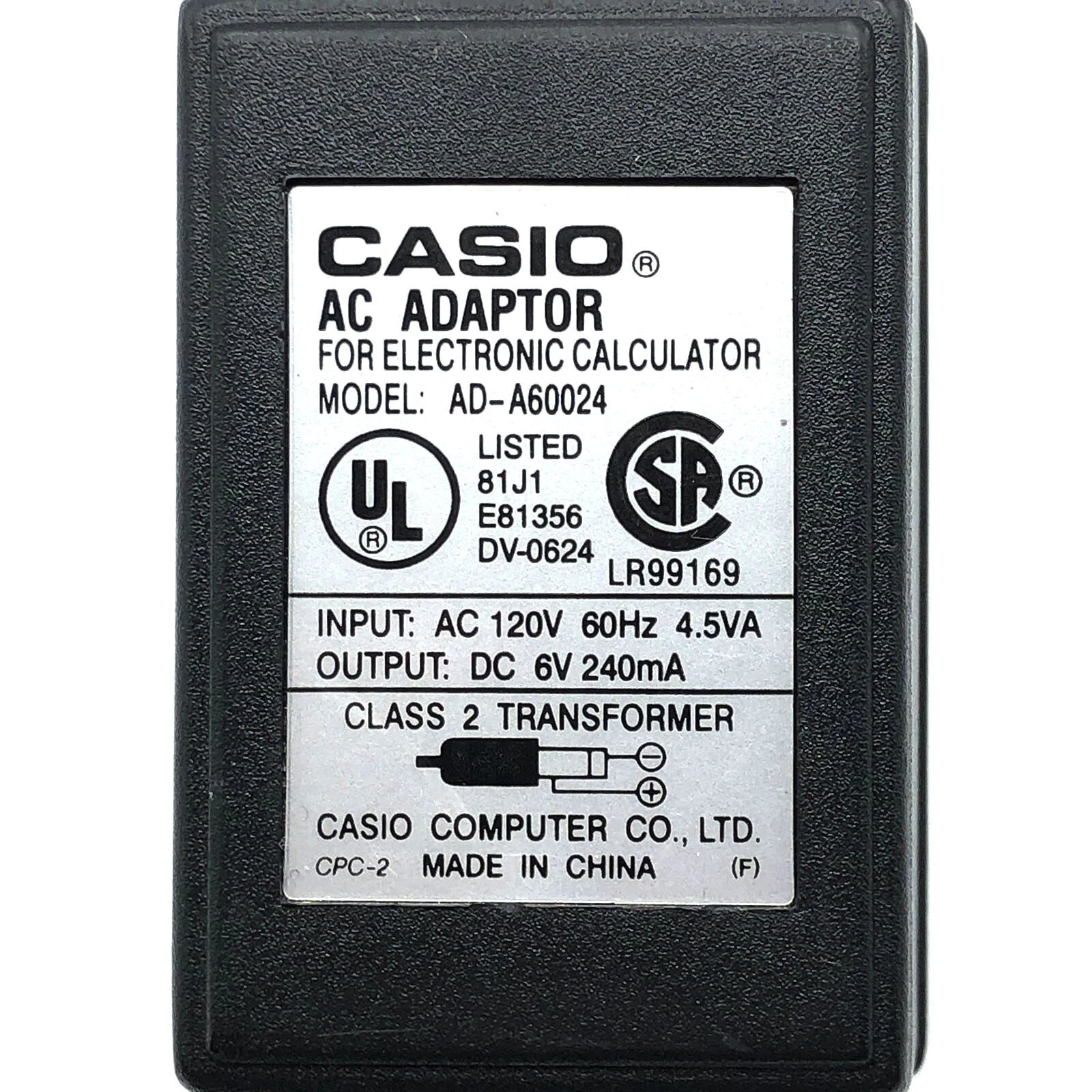 NEW Genuine Casio AD0A60024 AC Adapter For Electronic Calculator 120 Volts 60Hz