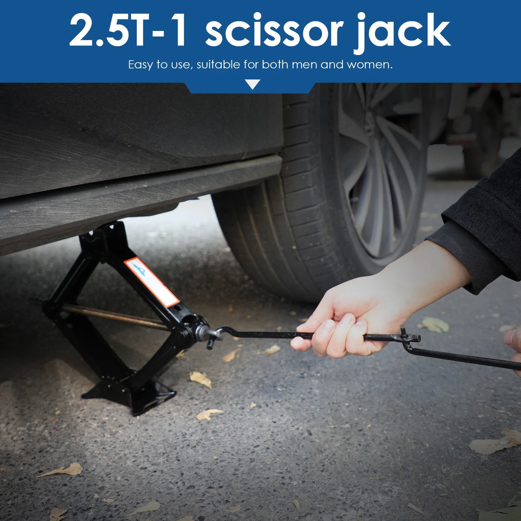 2.5 Ton Portable Scissor Jack Car Van Vehicles Stand Tire Wheel Lug Wrench Tool