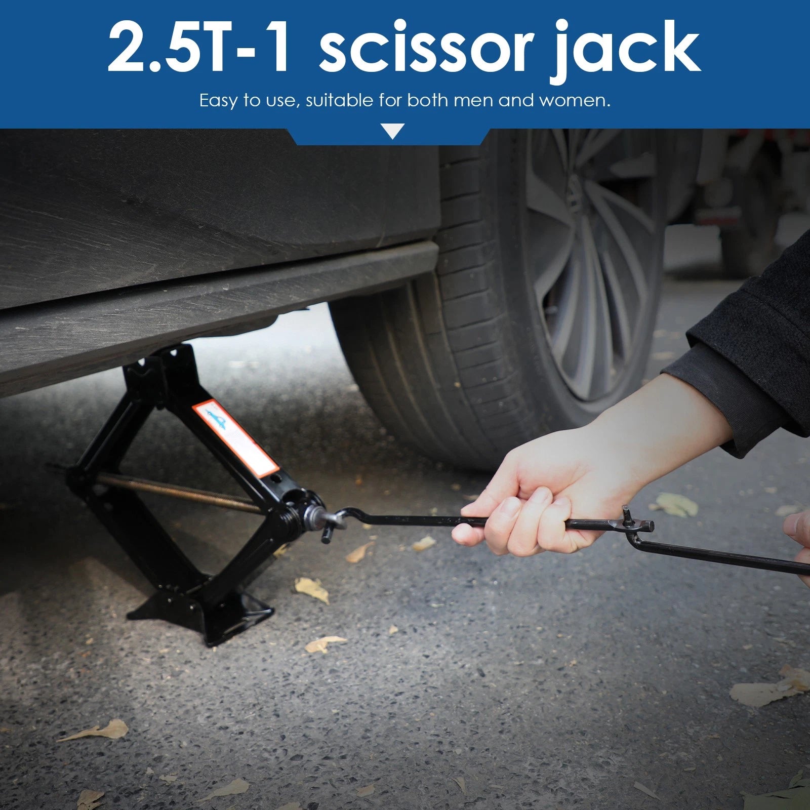 2.5 Ton Portable Scissor Jack Car Van Vehicles Stand Tire Wheel Lug Wrench Tool