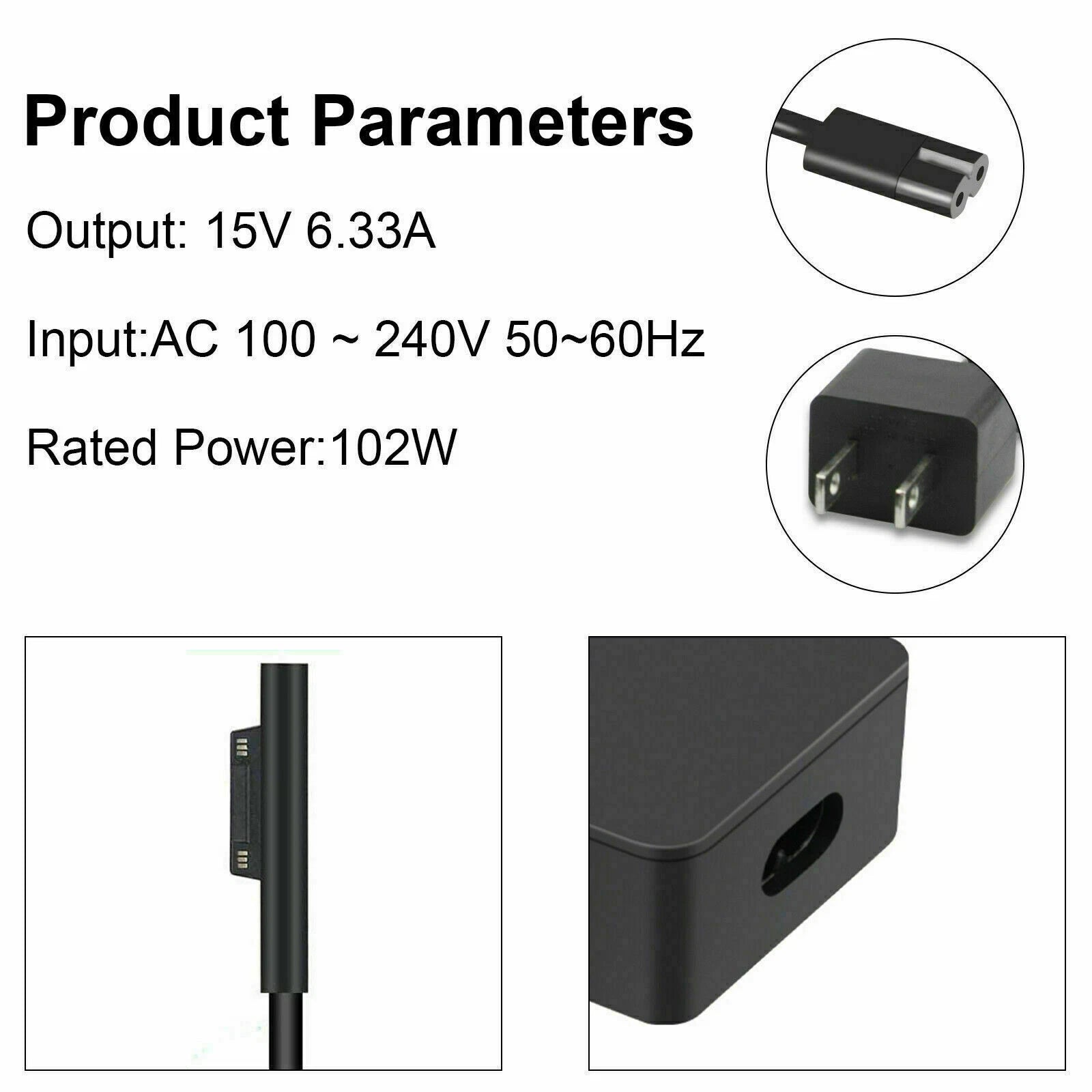 102W 1798 Adapter Charger For Microsoft Surface Pro 3/4/5/6/7/8/X Laptop 3/2/1