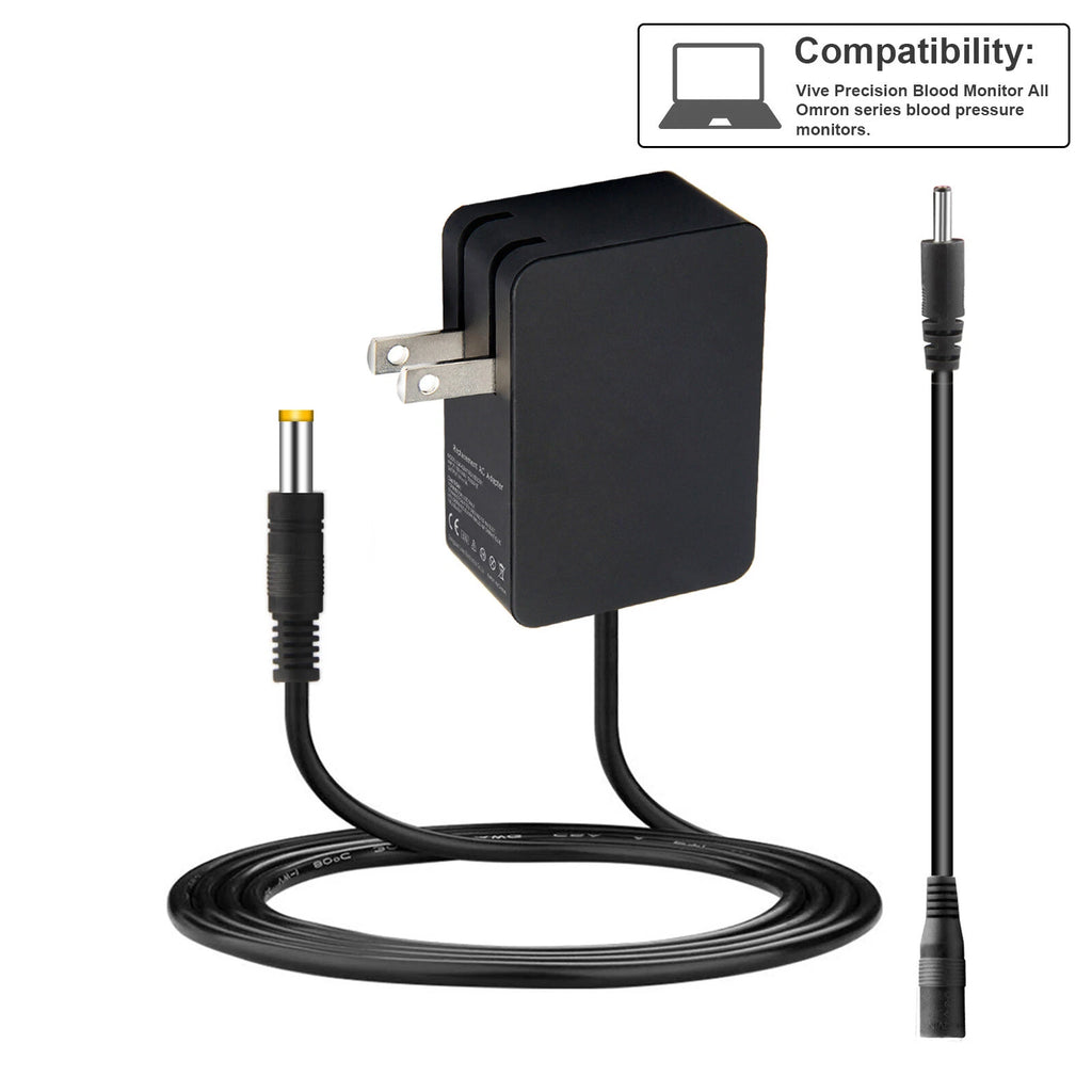 Power Supply Charger Adapter for Omron Blood Pressure Cuff BP Monitor 6V 1A Cord