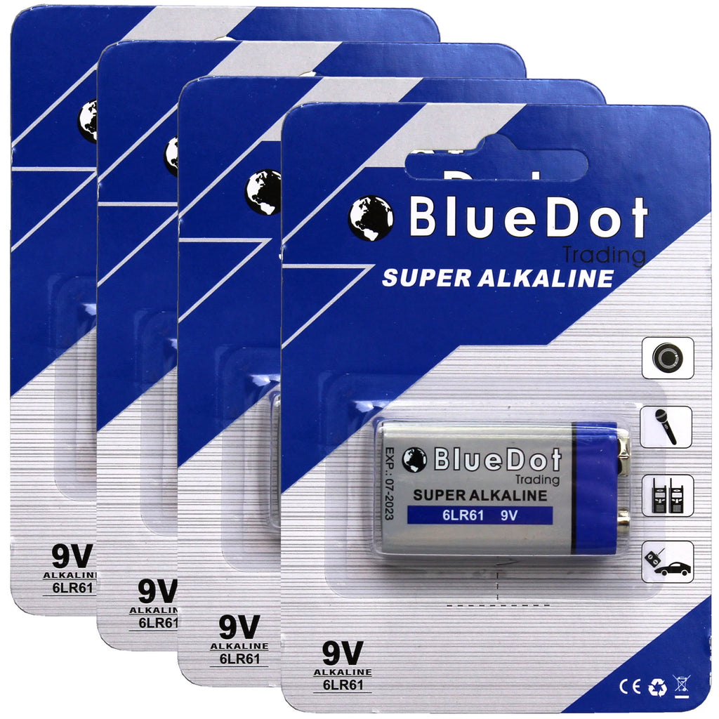 Brand New ~ Set of 4 ~ 9 Volt 9V BlueDot Alkaline Battery Batteries ~ US SHIPPER