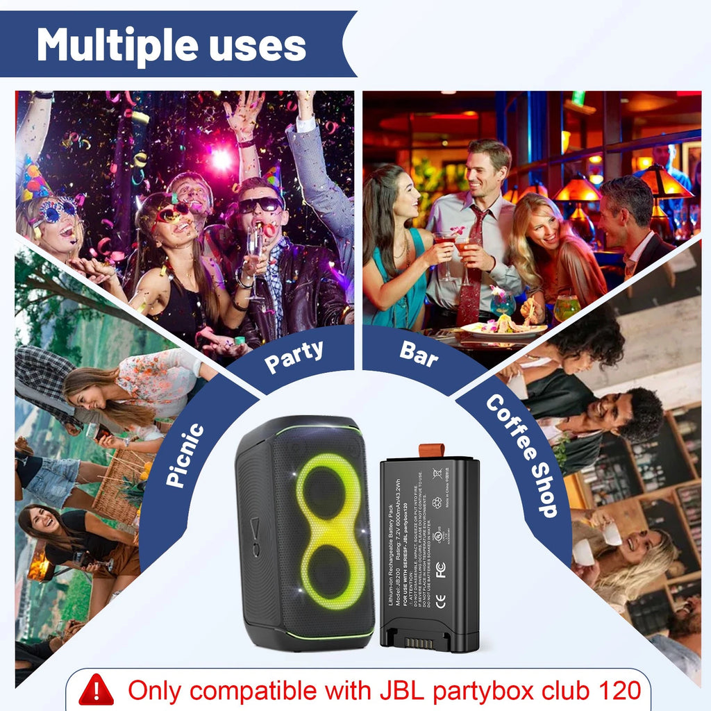 ??Replace Battery for JBL PartyBox Club 120 Portable Speaker Battery 200 6000mAh