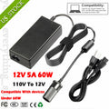 AC To DC Converter 110V To 12V 5A 60W Car Cigarette Lighter Socket Power Adapter