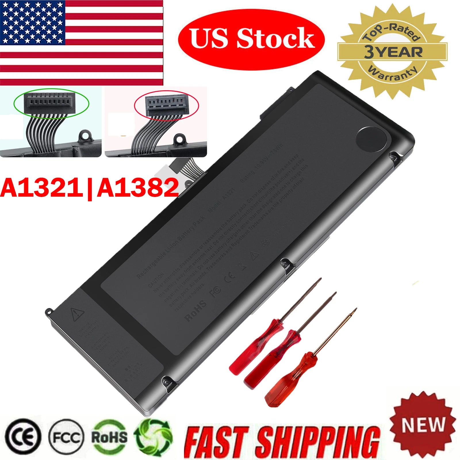 A1321 A1382 Battery for Apple Macbook Pro 15'' A1286 2009 2010 2011 Mid 21012