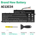Replace AC13C34 Battery For Acer Aspire V5-122P V5-132 E3-111 E3-112 3ICP5/60/80