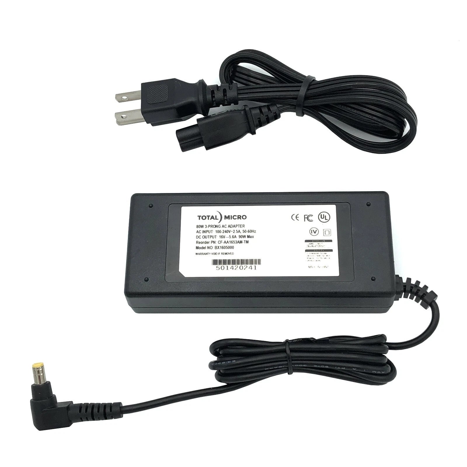 New Genuine Total Micro BX1605000 CF-AA1653AM-TM 3-Prong AC Adapter 16V 5.6A 90W