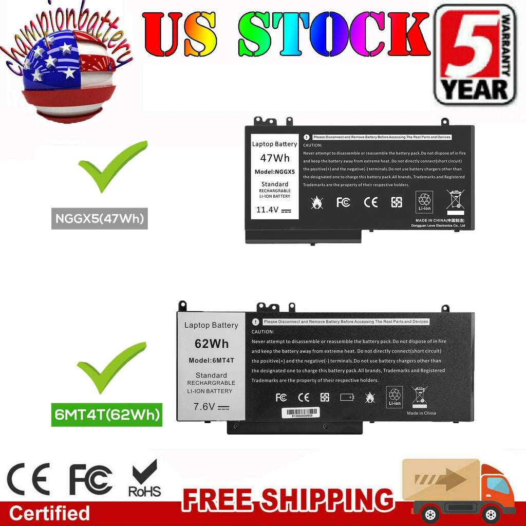 6MT4T NGGX5 Battery for Dell Latitude E5270 E5470 E5570 Precision 15-3510 7V69Y