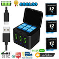 3 Pack Hero 12 Battery & 3-Channel Battery Charger For Gopro Hero 9 10 11 12