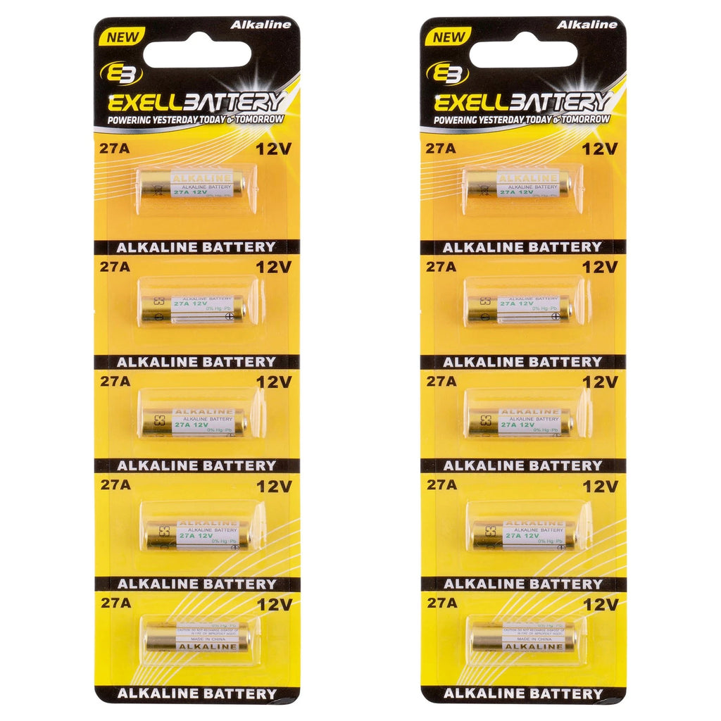 2x 5PK Exell EB-27A Alkaline 12V Battery Compatible With AG27 G27 MN27 L828