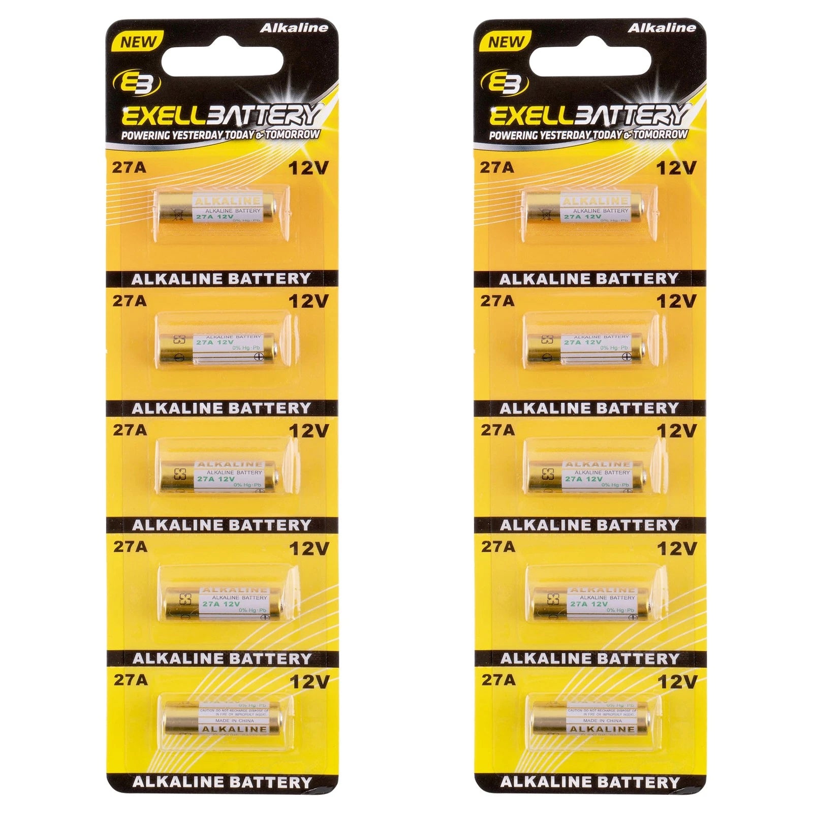 2x 5PK Exell EB-27A Alkaline 12V Battery Compatible With AG27 G27 MN27 L828
