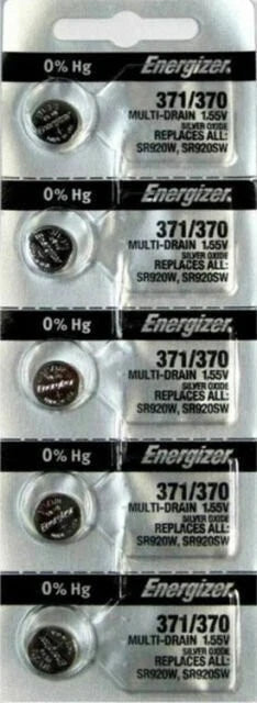 Energizer 371 370 SR920SW 1.55V Silver Oxide Battery BRAND NEW Genuine 5 Pack