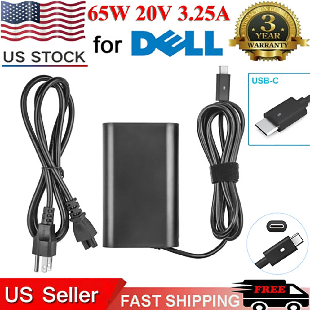 65W Type C USB C Charger Power Adapter for Dell VENUE 10 PRO 5056 24YNH Laptop