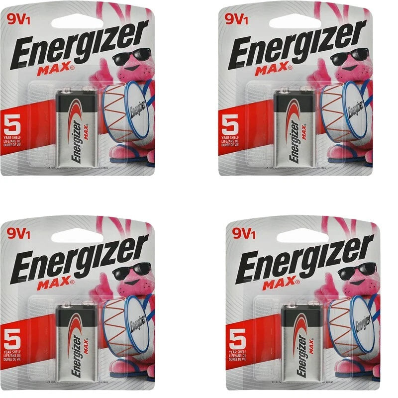 4 Pcs Energizer Max 9V 9 Volt Alkaline Battery