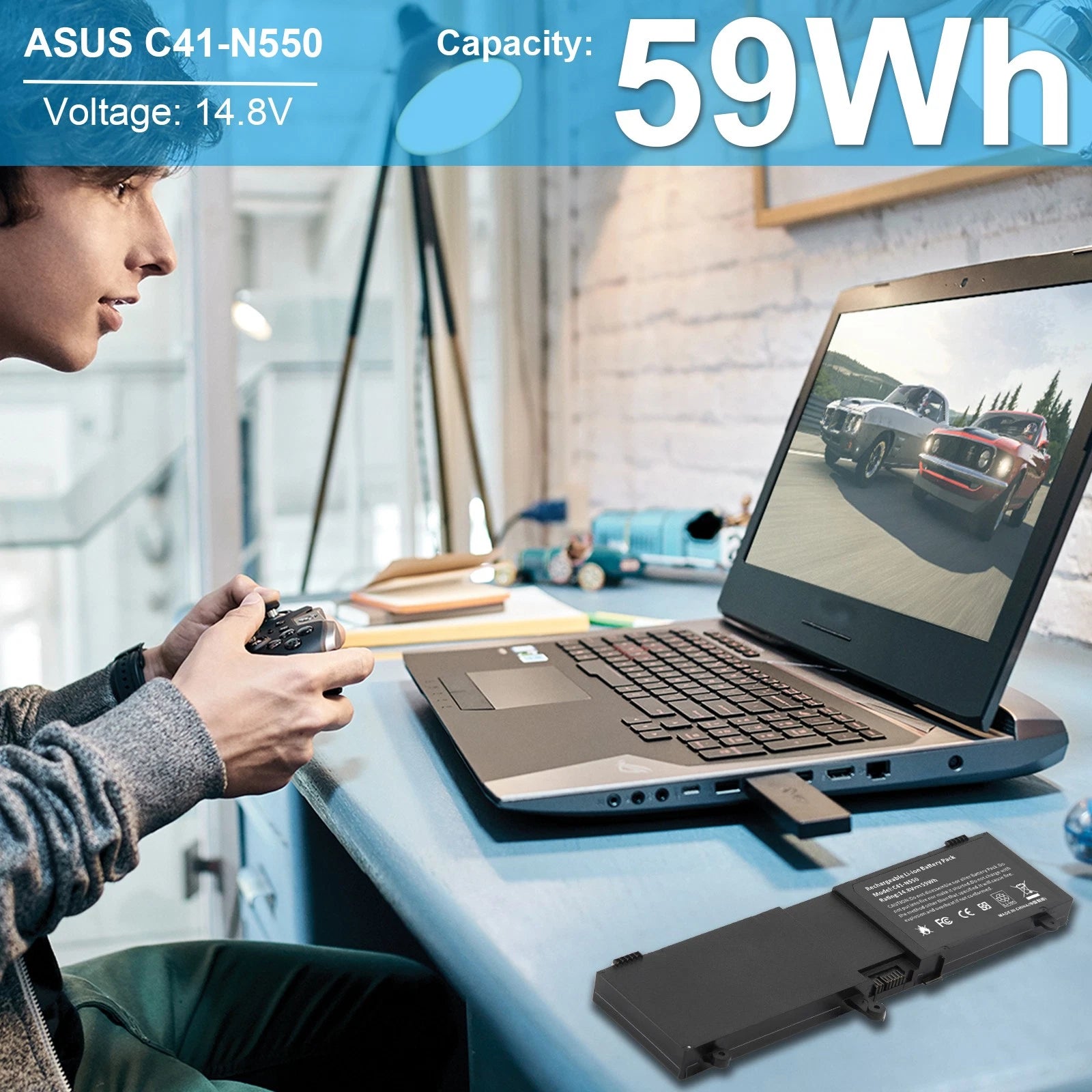 59Wh C41-N550 Battery For ASUS N550 N550JA N550JV N550J N550JK Q550L Q550LF G550