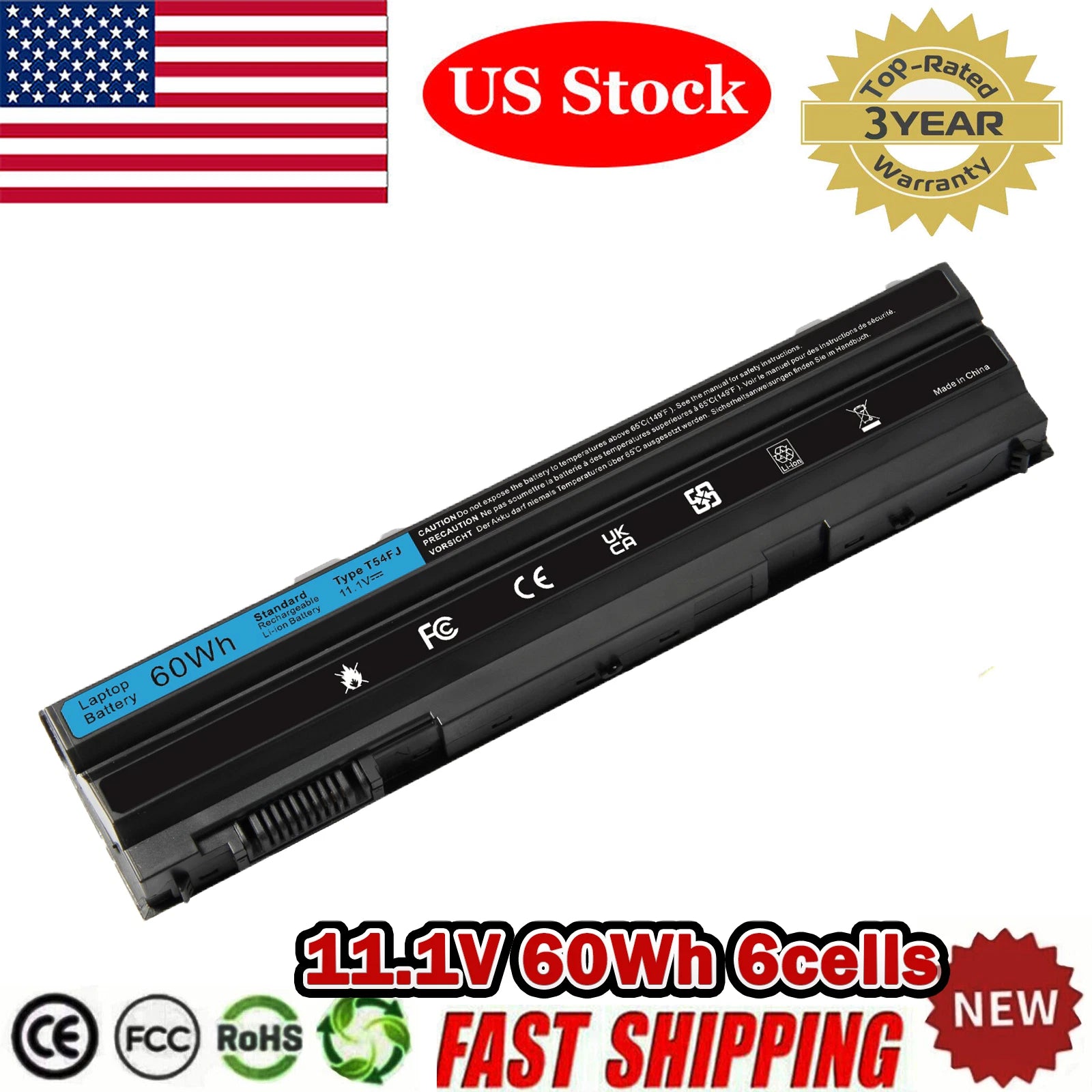 Battery for Dell Latitude E6420 E6430 E5420 E5520 E5530 T54FJ T54F3 M5Y0X 8858X