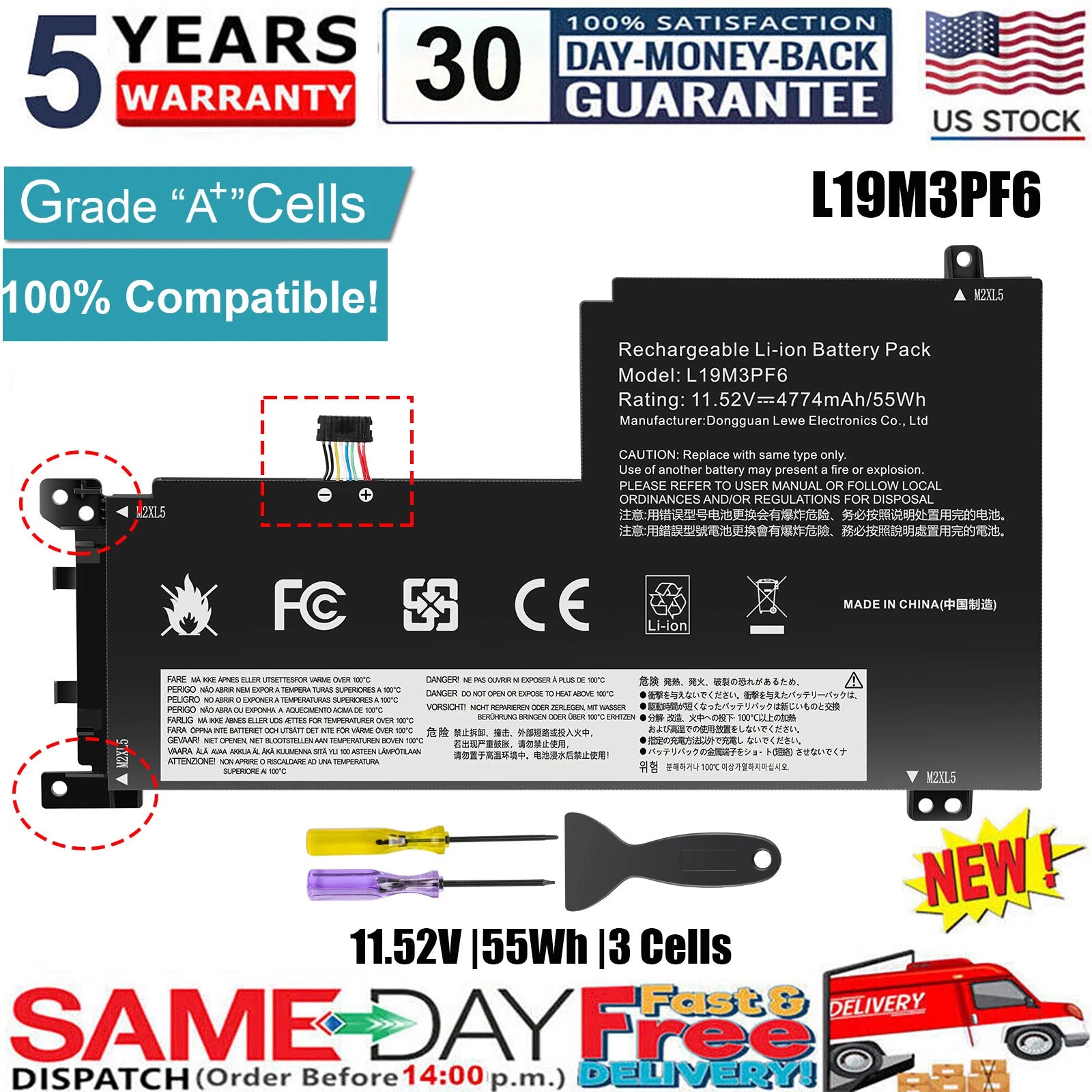 L19M3PF6 L19C3PF5 L19L3PF2 Battery For Lenovo Ideapad 5-15IIL05 L19C4PF1 11.52V
