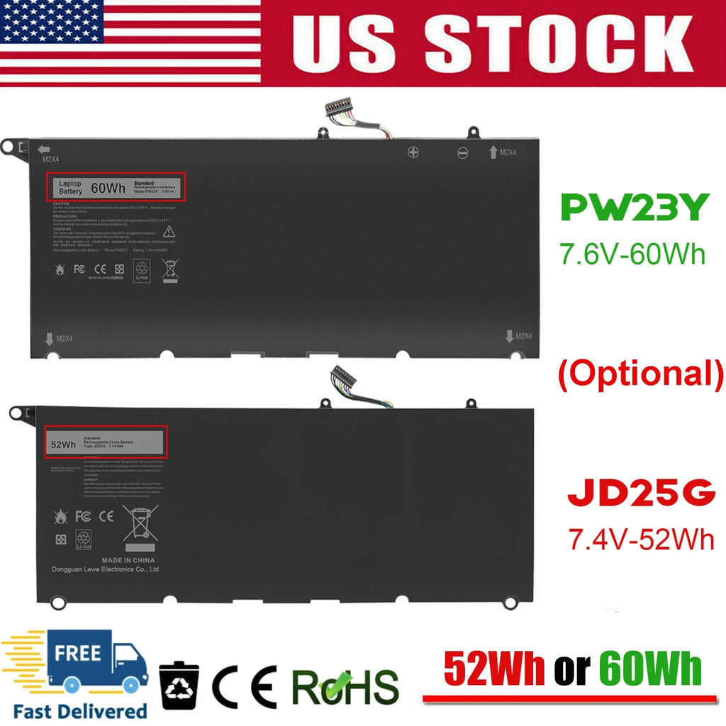 ?PW23Y /JD25G Battery For Dell XPS 13 9343 9350 9360 9360-D1605G P54G 2-Types US