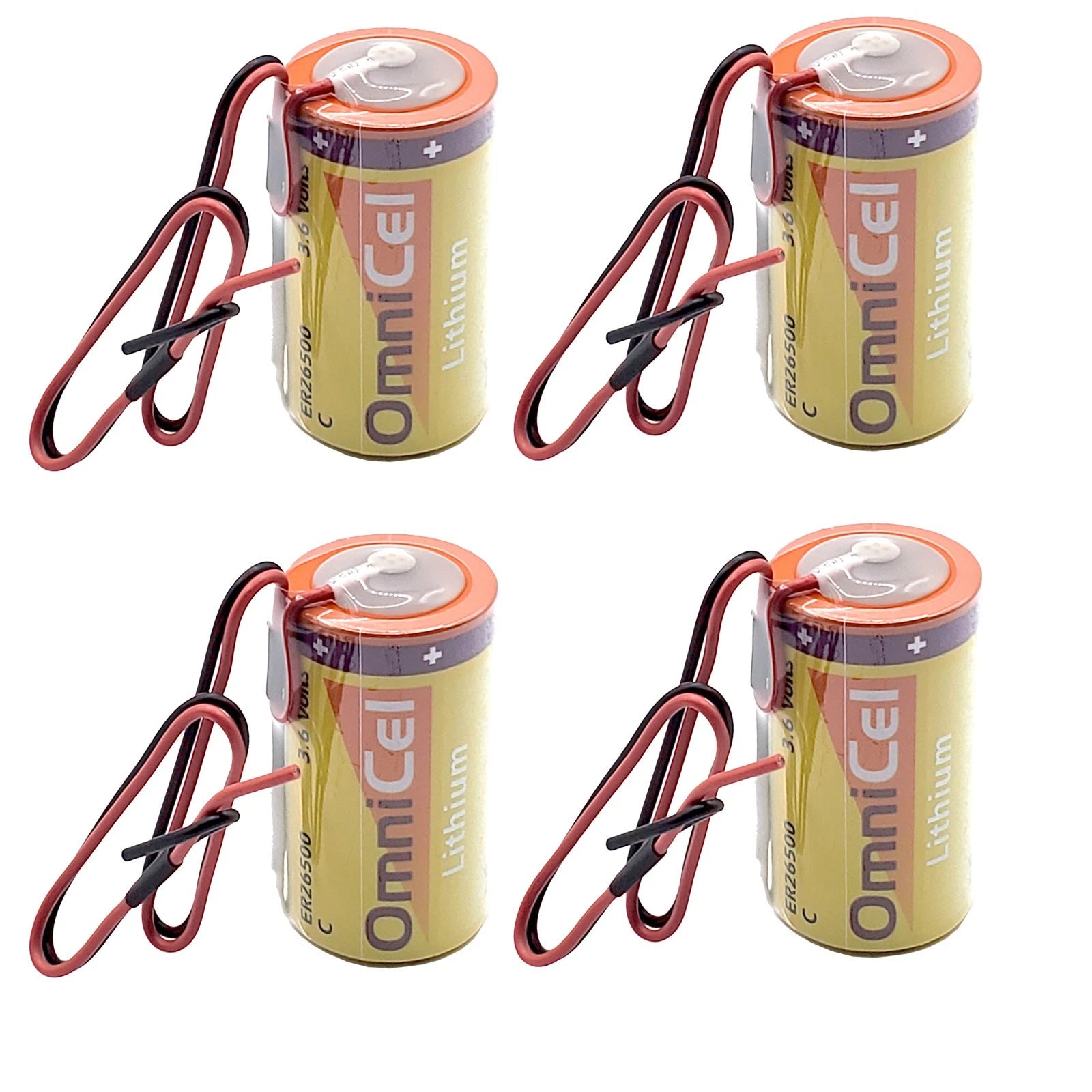 4x OmniCel ER26500 3.6V 8.5Ah Sz C Lithium Battery Wire Leads RFID AMR