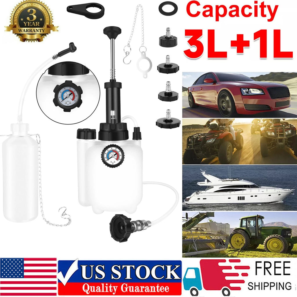 3L + 1L Car Brake Bleeder Tool Clutch Fluid Bleeding Kit Vacuum Pump Air Powered