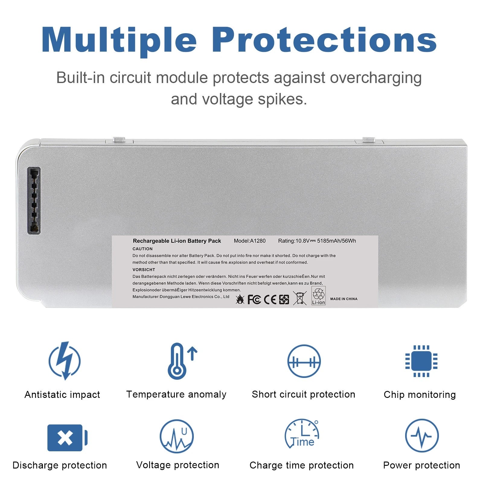 56Wh Battery For Apple A1280 A1278 Macbook 13''Aluminum Unibody (2008 Version)