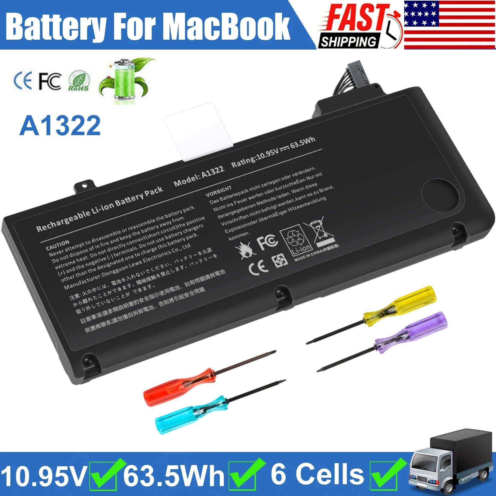 ?A1322 Battery For MacBook Pro 13''A1278 Mid 2009 2010 Early/Late 2011 Mid 2012