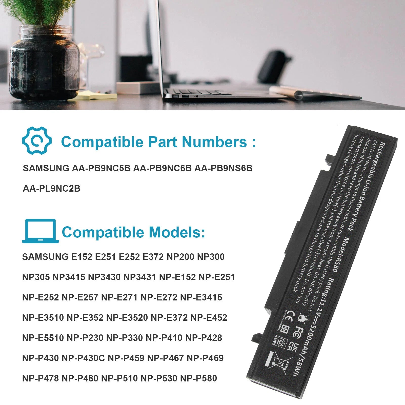 Battery for Samsung NP365E5C-S02US NP300E5C-A06US NP300E5C-A07US NP350V5C-T01US