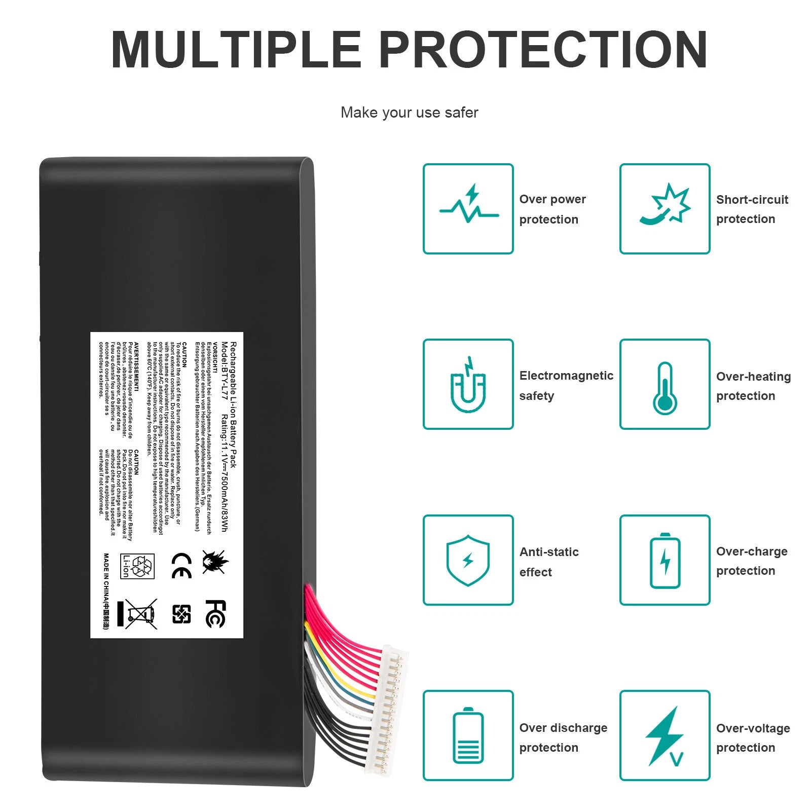 BTY-L77 battery for MSI-GT72 2QD GT72S 6QF GT80 2QE GT80S WT72 MS-1781 MS-1783