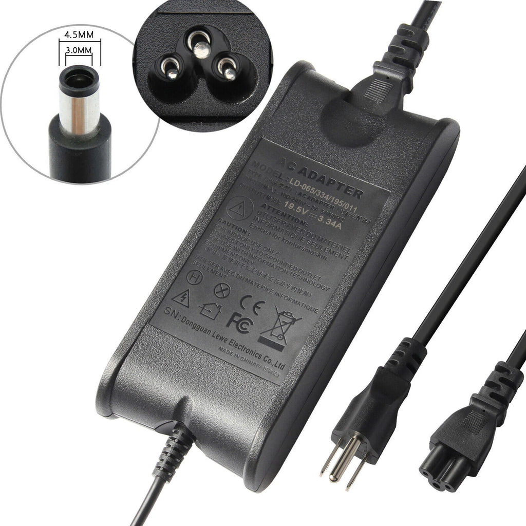 For Dell Laptop Charger 65W watt AC Power Adapter Power Supply 19.5V 3.34A