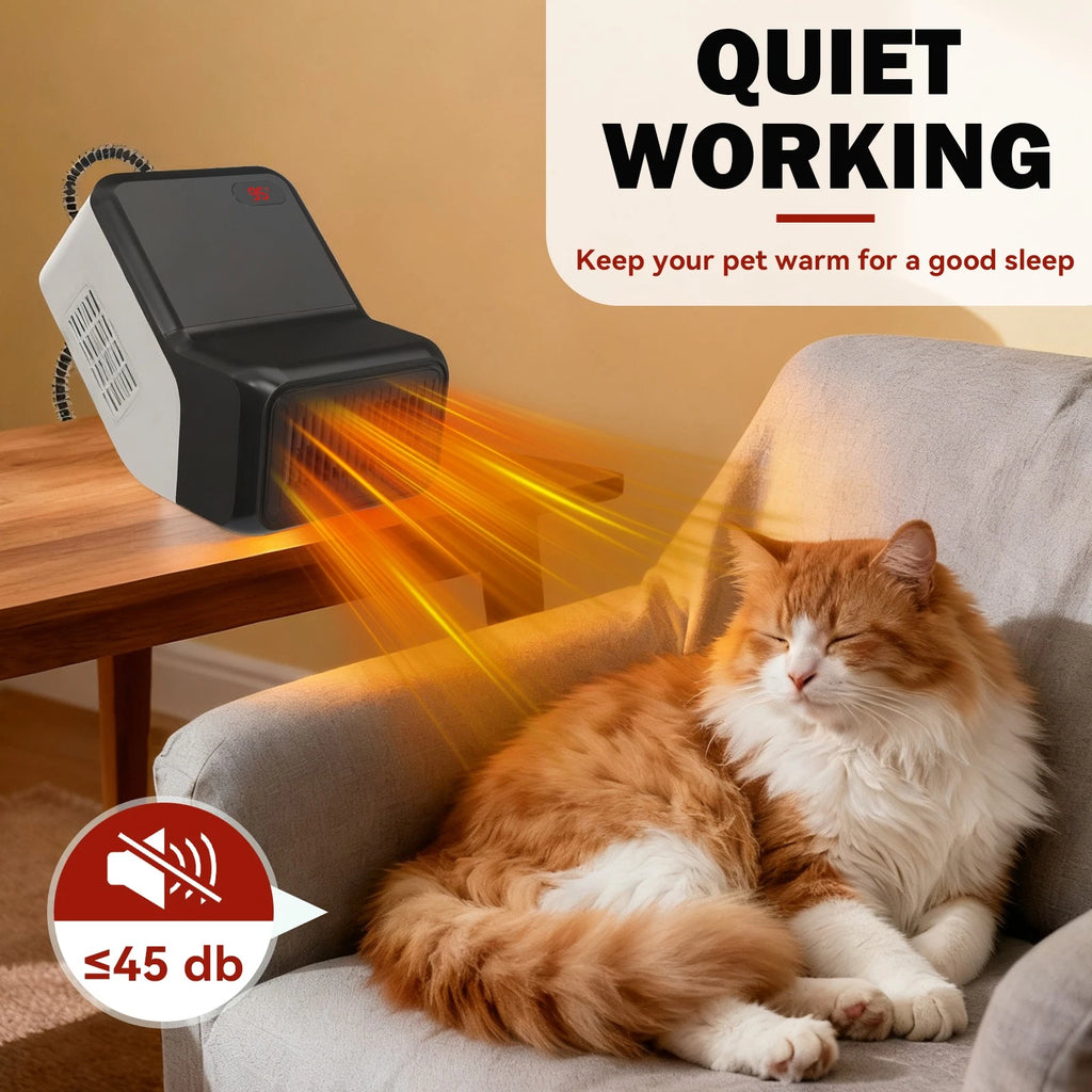 ?600W Thermostatic Dog Heater Pet House Wall-Mounted Warmer -Anti-Bite Function
