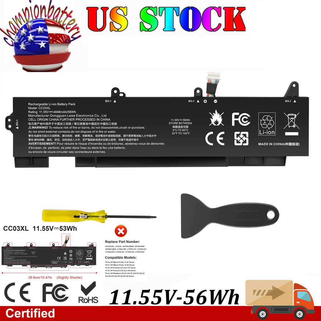 CC03XL 56Wh Battery For HP ZBook Firefly 15 G7 G8 EliteBook 855 850 G7 G8 11.55V