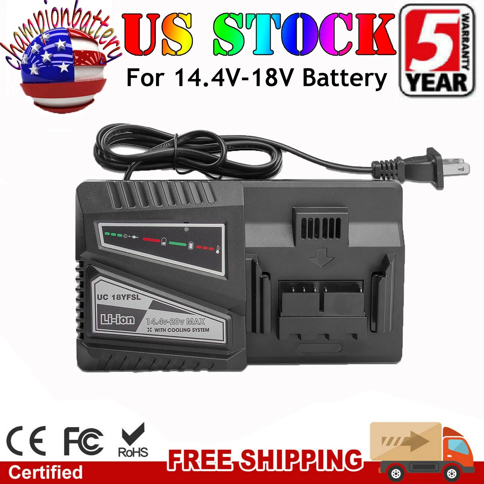 Battery Charger for Hitachi 14.4V-18V BSL1815 BSL1830 BSL1840 BSL1850 UC18YRSL