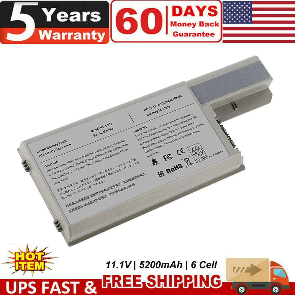 6 Cells Battery for Dell Latitude D531 D531N D820 D830 TC030 CF623 DF192 M65