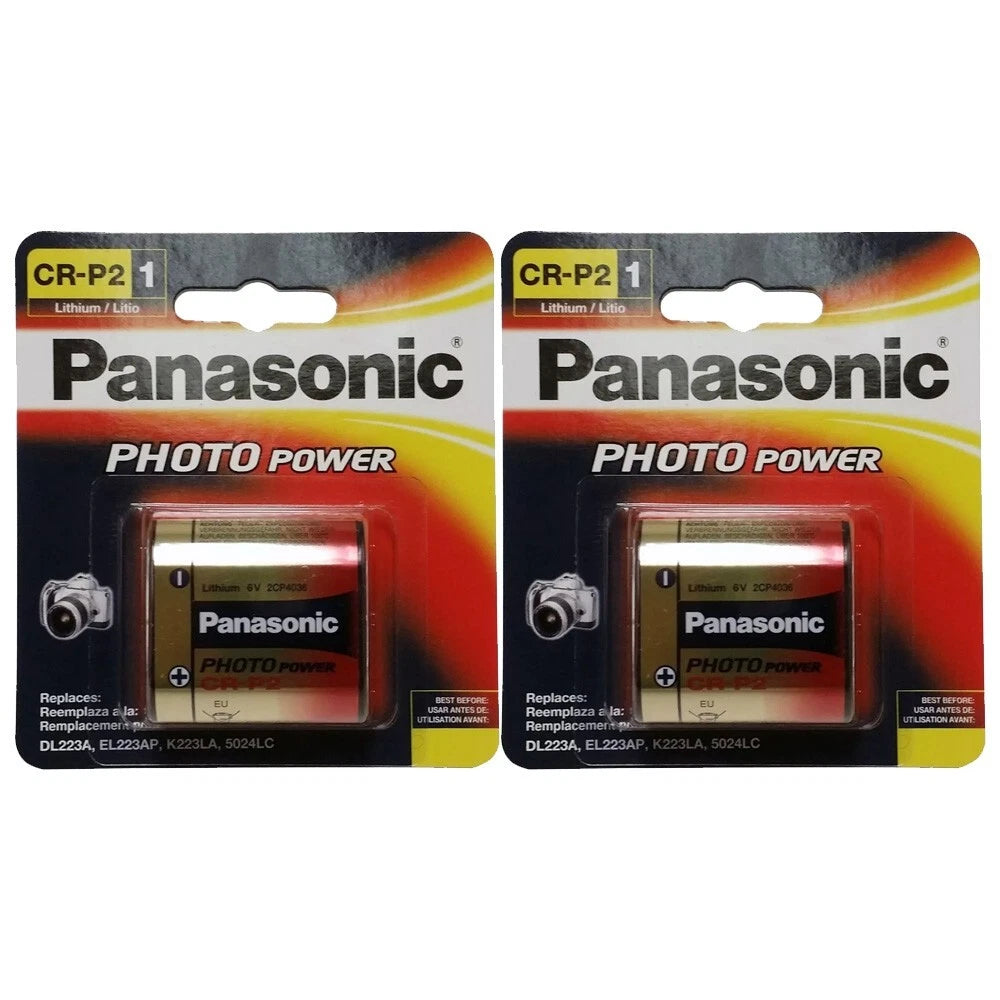 2 X Panasonic CR-P2PA/1B Photo Power CR-P2 Lithium 223 Battery