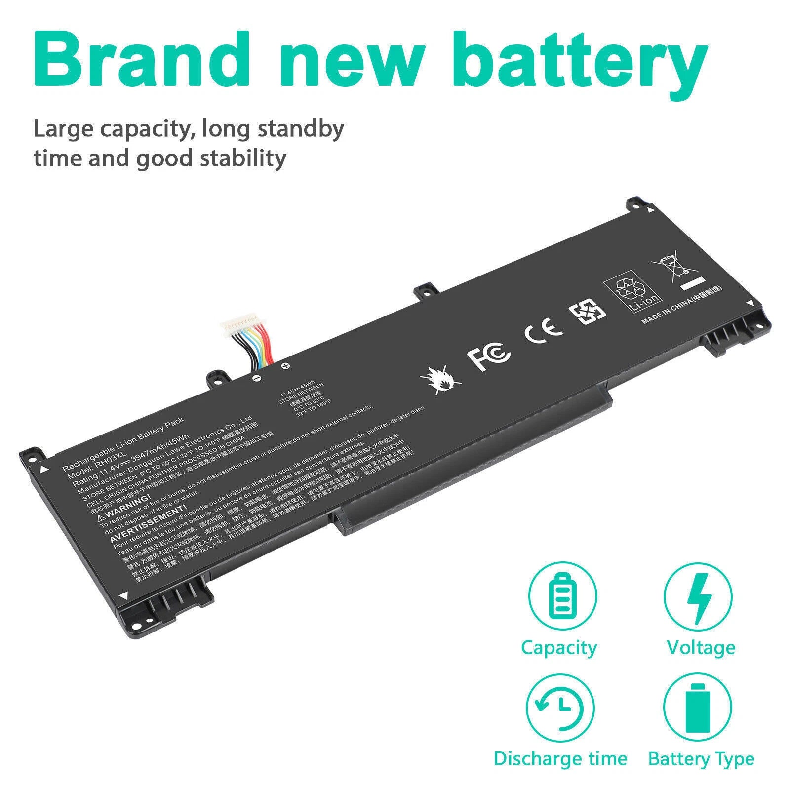 45Wh RH03XL Battery For HP ProBook 430 440 450 630 640 650 G8 HSTNN-OB1T(short)