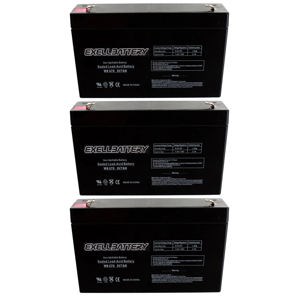 NEW 3PC 6V 7Ah SLA Battery EB670 SLA For UB670, D5734 PS670
