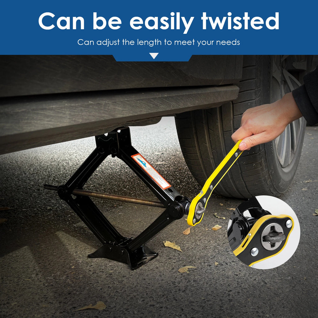 2.5T Scissor Jack Handle Crank Tool Car Van Garage W/Tire Wheel Lug Wrench Jack