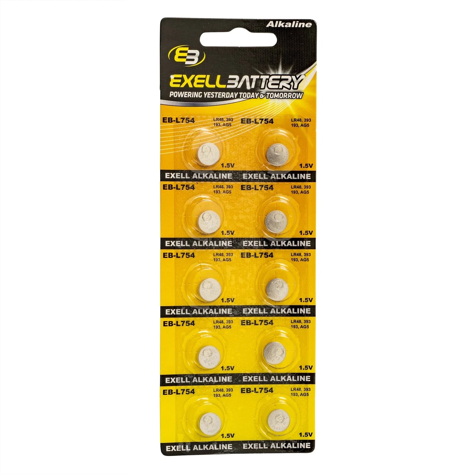 10pk Exell EB-L754 Alkaline 1.5V Watch Battery Compatible With AG5 393 LR48