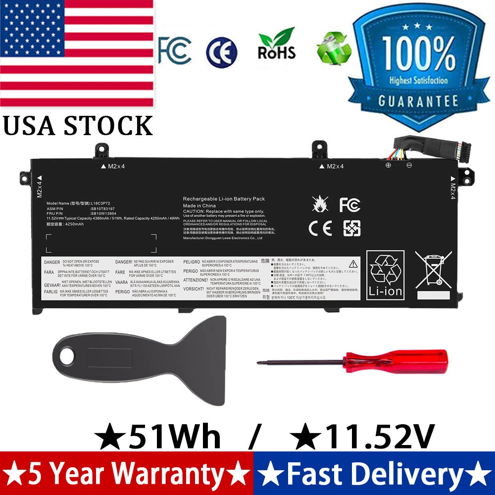 For Lenovo ThinkPad P43s T490 T495 T14 L18M3P73 L18M3P74 Battery Tested