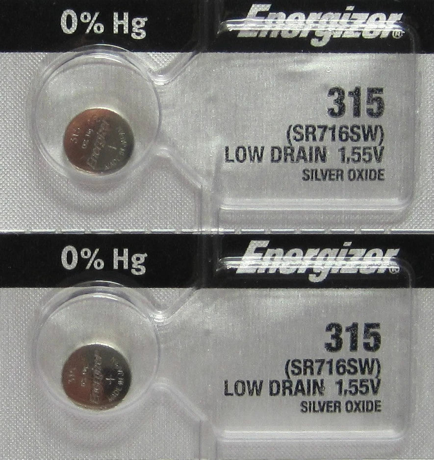 2 Energizer Silver Oxide SR716SW SR716W SR716 1.55V Battery